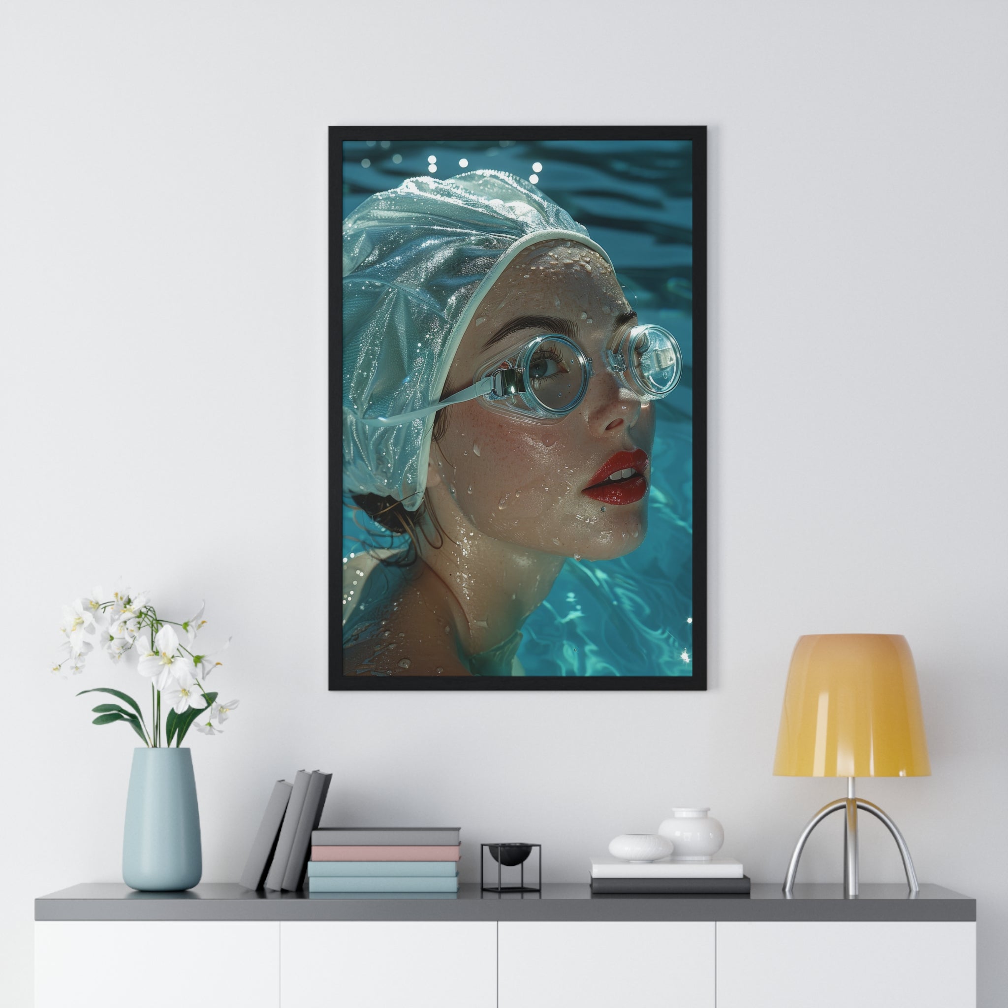 Dive lady 5 - Vertical Framed Poster