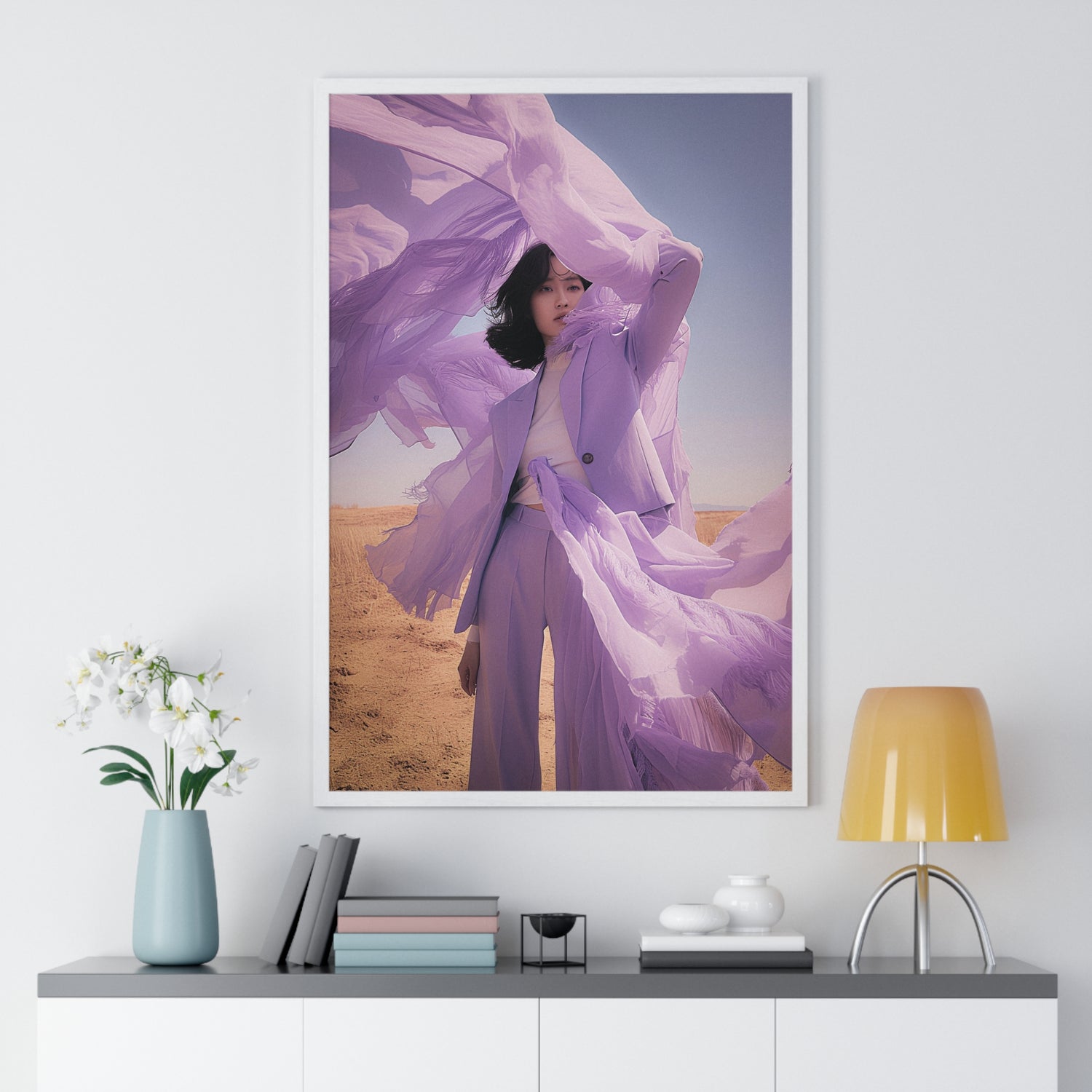 Purple Fashion Lady 1 - Vertical Framed Poster