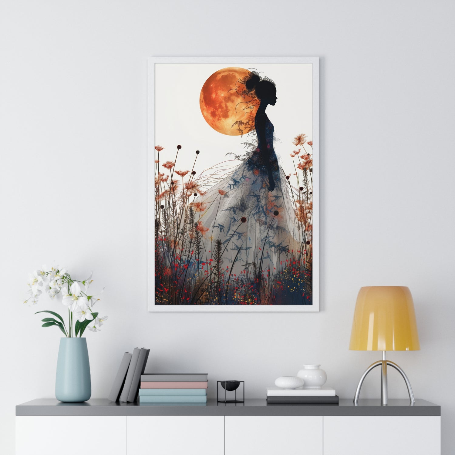 Moonlight lady - Vertical Framed Poster