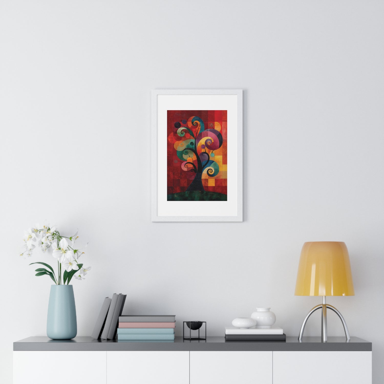 The Spiral Tree Tapestry - Vertical Framed Poster