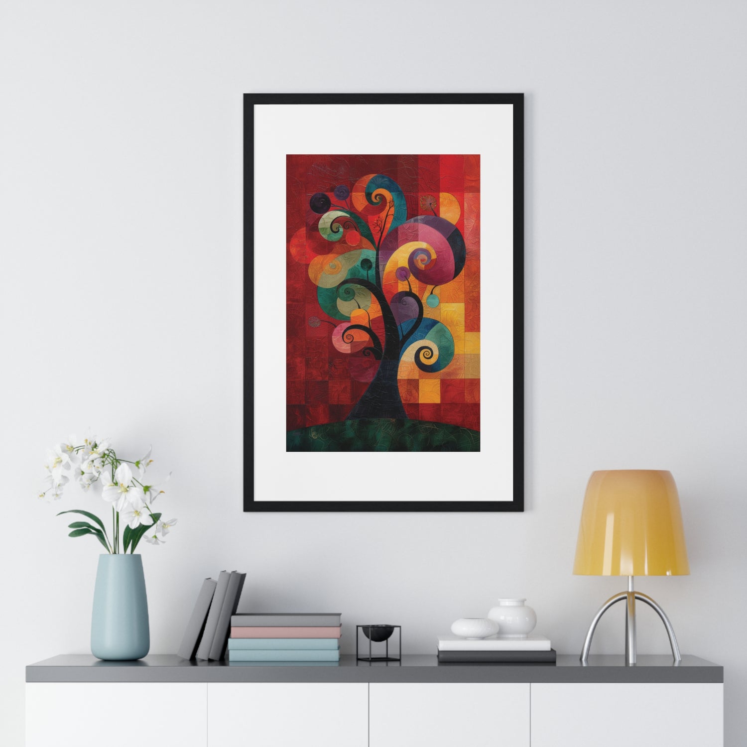 The Spiral Tree Tapestry - Vertical Framed Poster