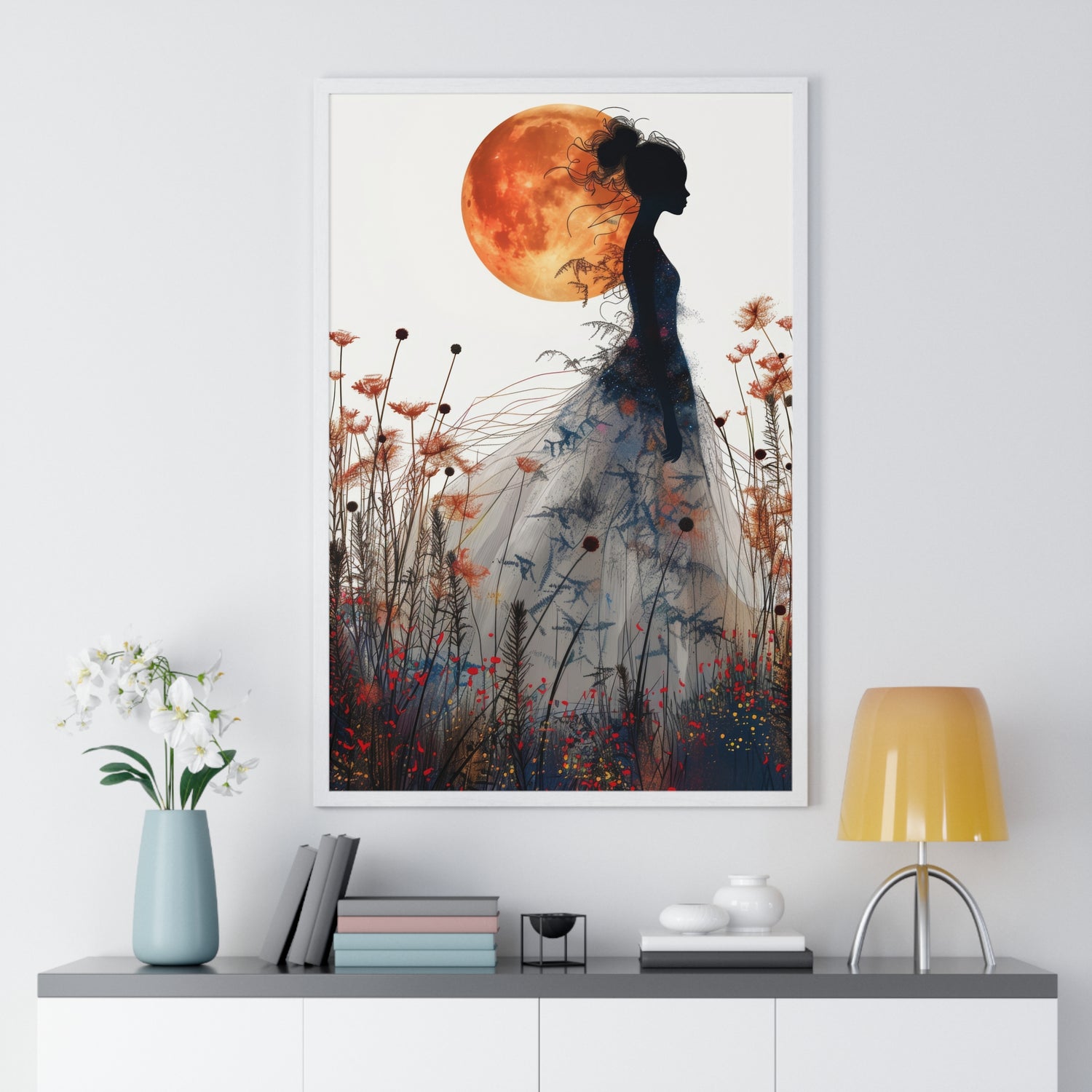 Moonlight lady - Vertical Framed Poster