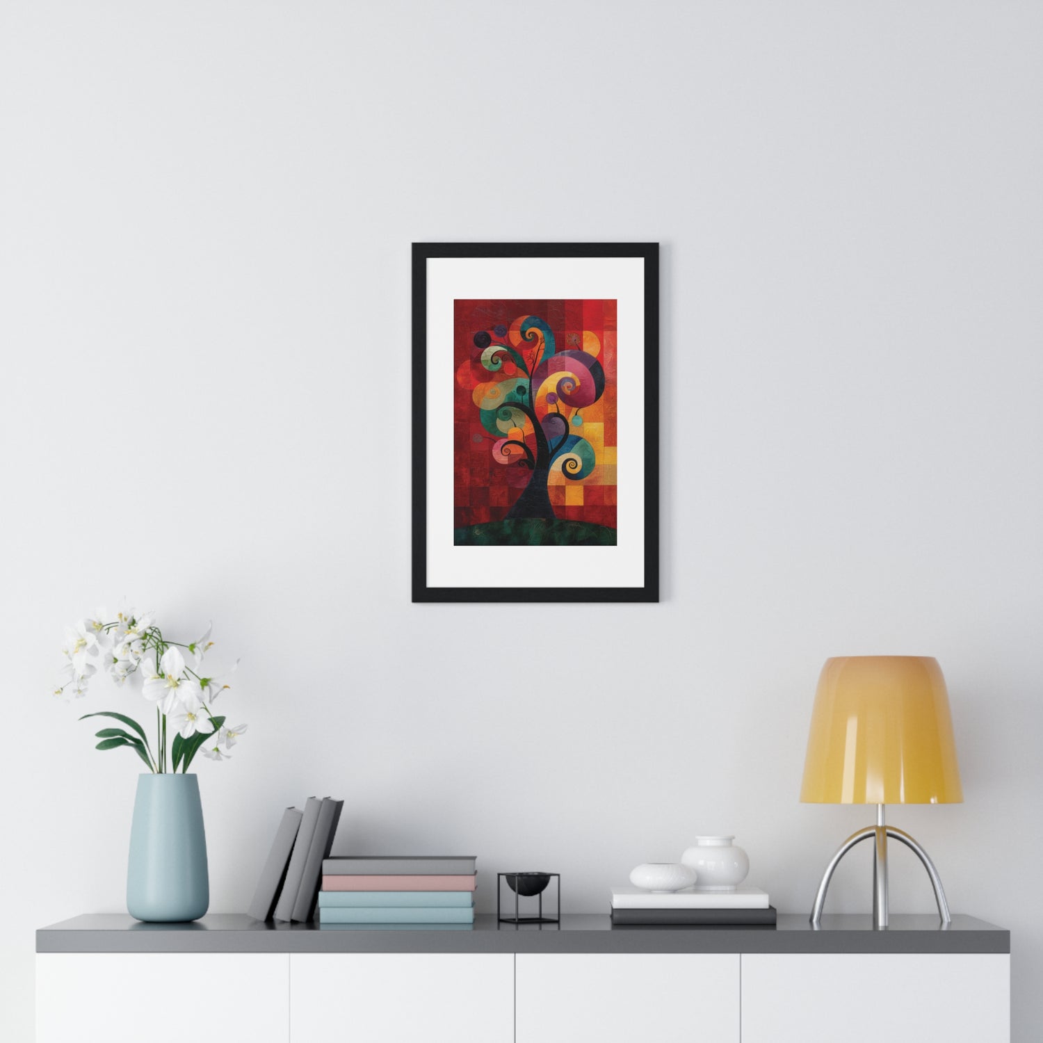 The Spiral Tree Tapestry - Vertical Framed Poster