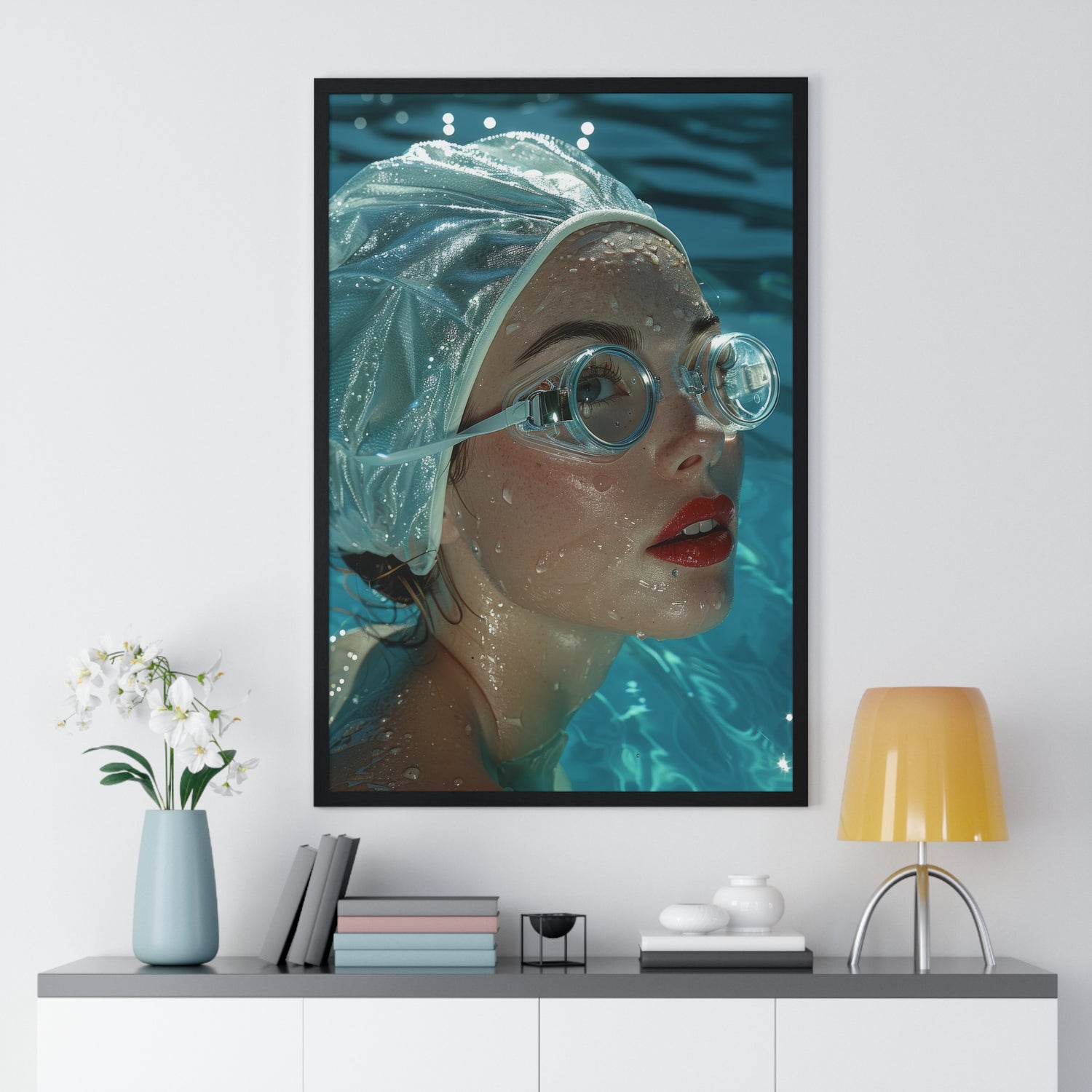 Dive lady 5 - Vertical Framed Poster