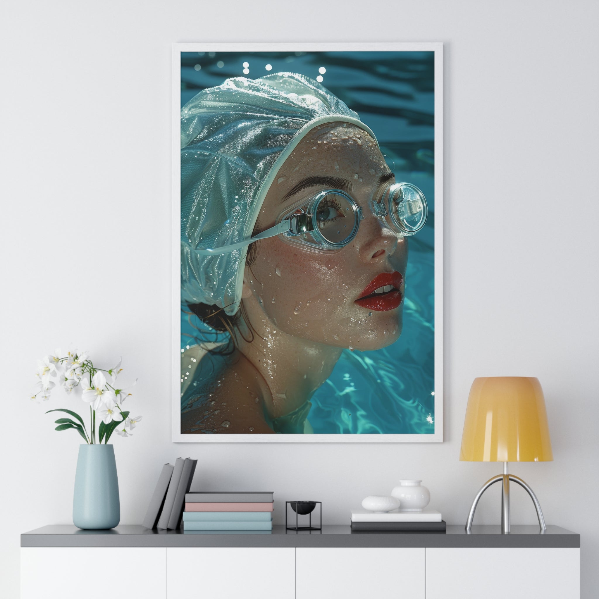 Dive lady 5 - Vertical Framed Poster