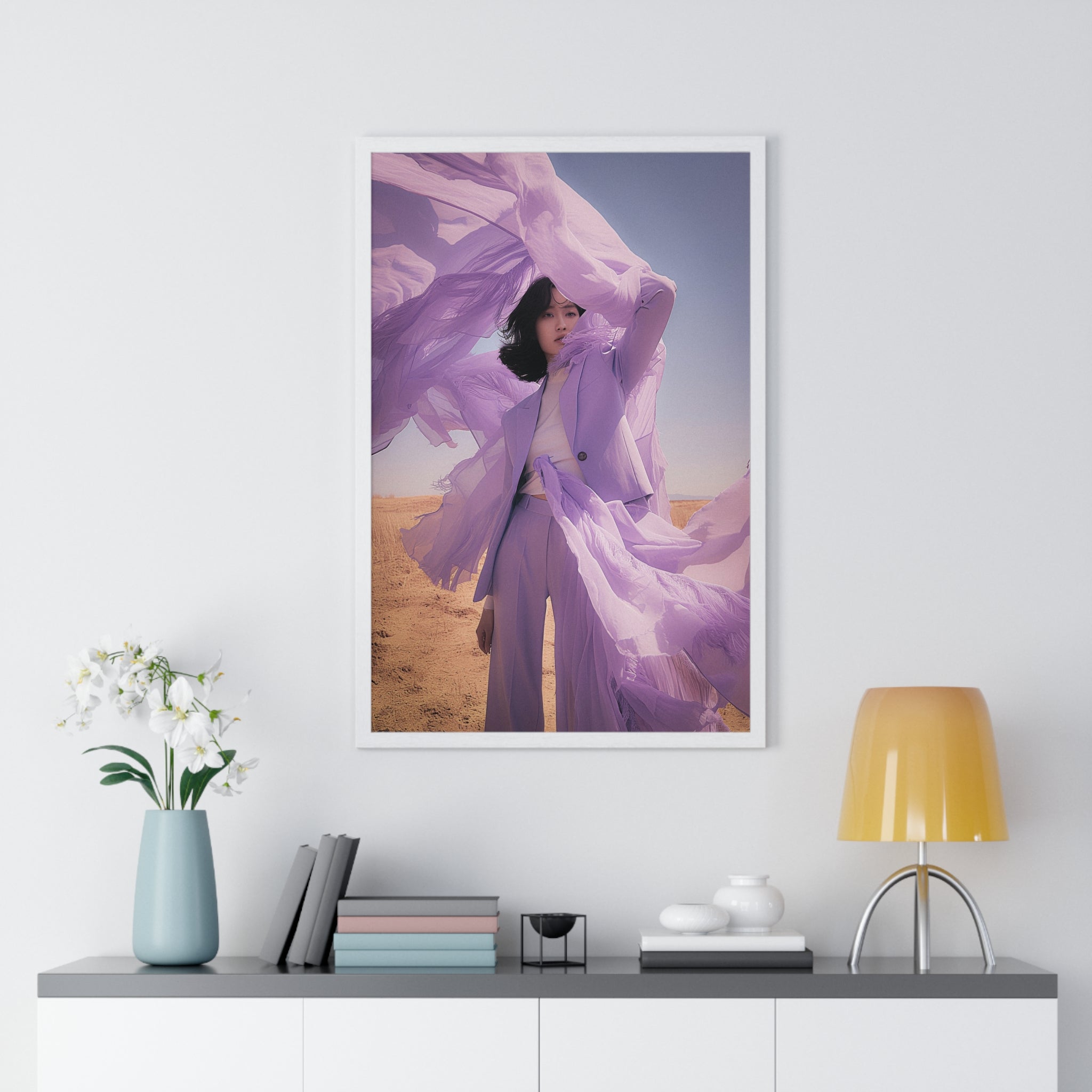 Purple Fashion Lady 1 - Vertical Framed Poster