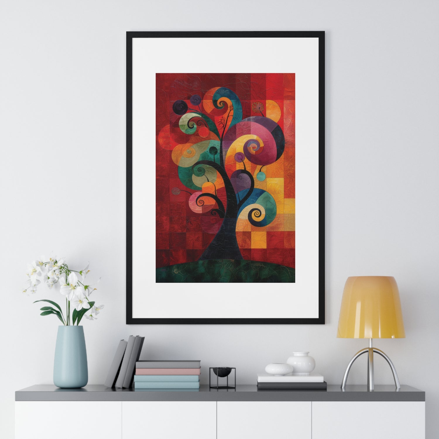 The Spiral Tree Tapestry - Vertical Framed Poster