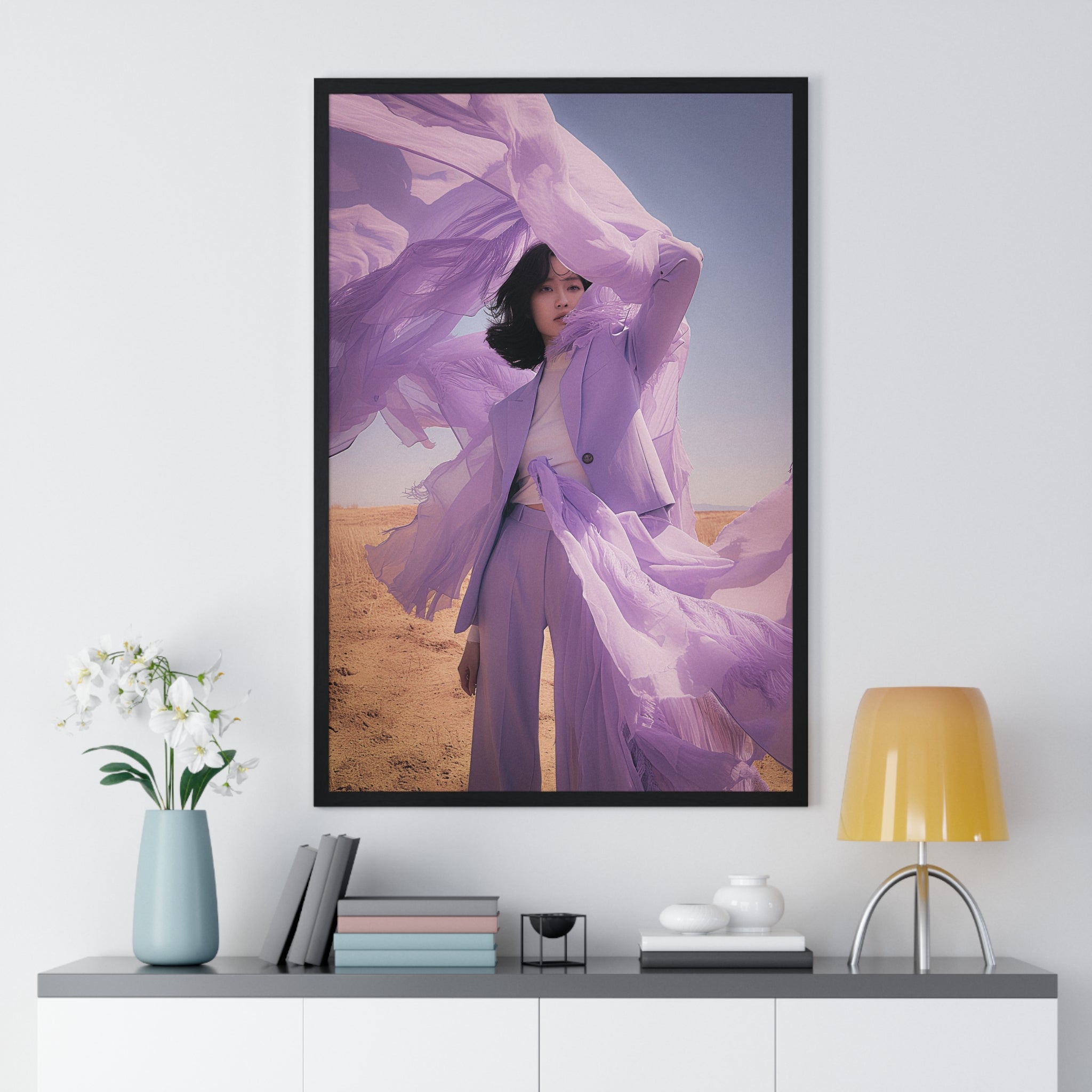 Purple Fashion Lady 1 - Vertical Framed Poster