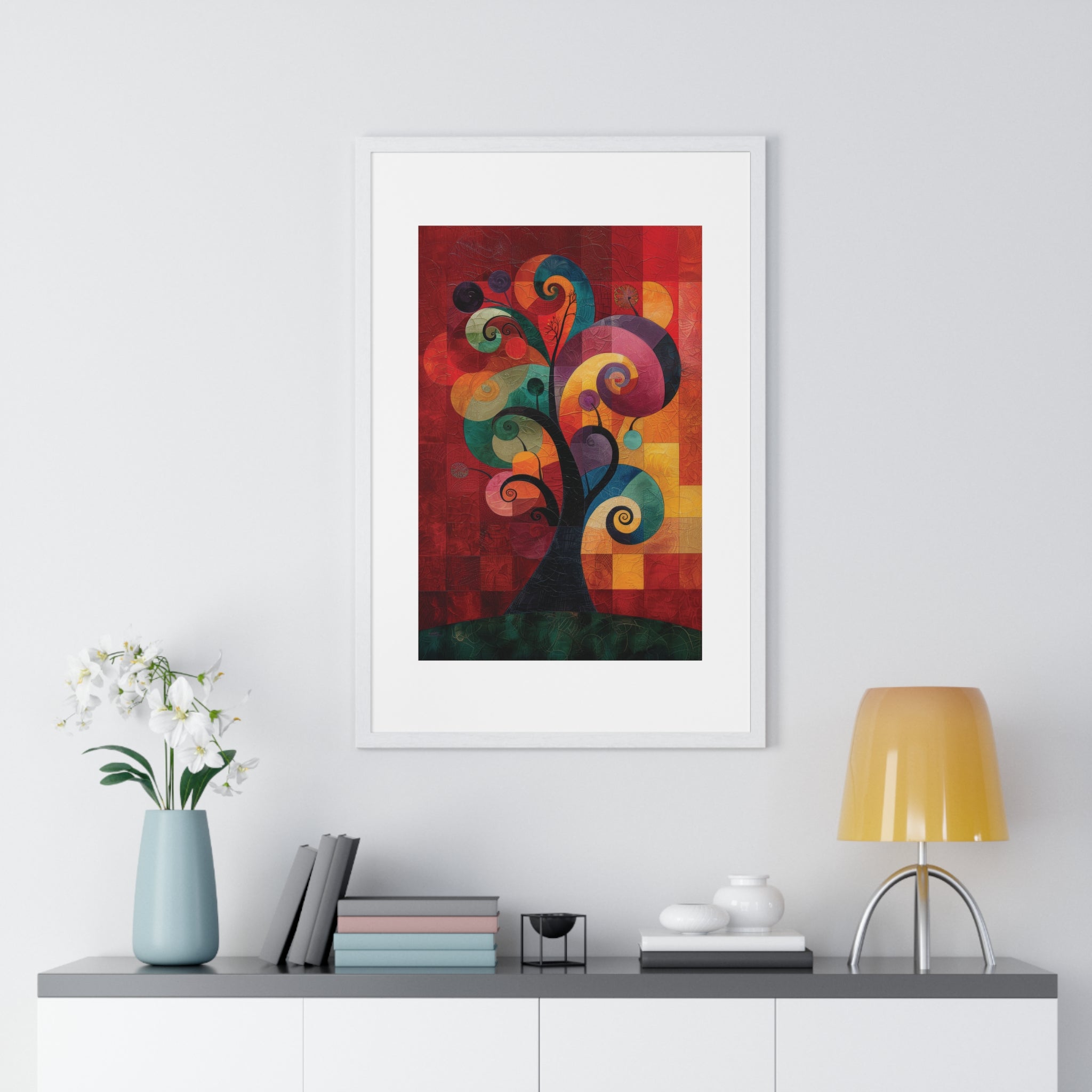 The Spiral Tree Tapestry - Vertical Framed Poster