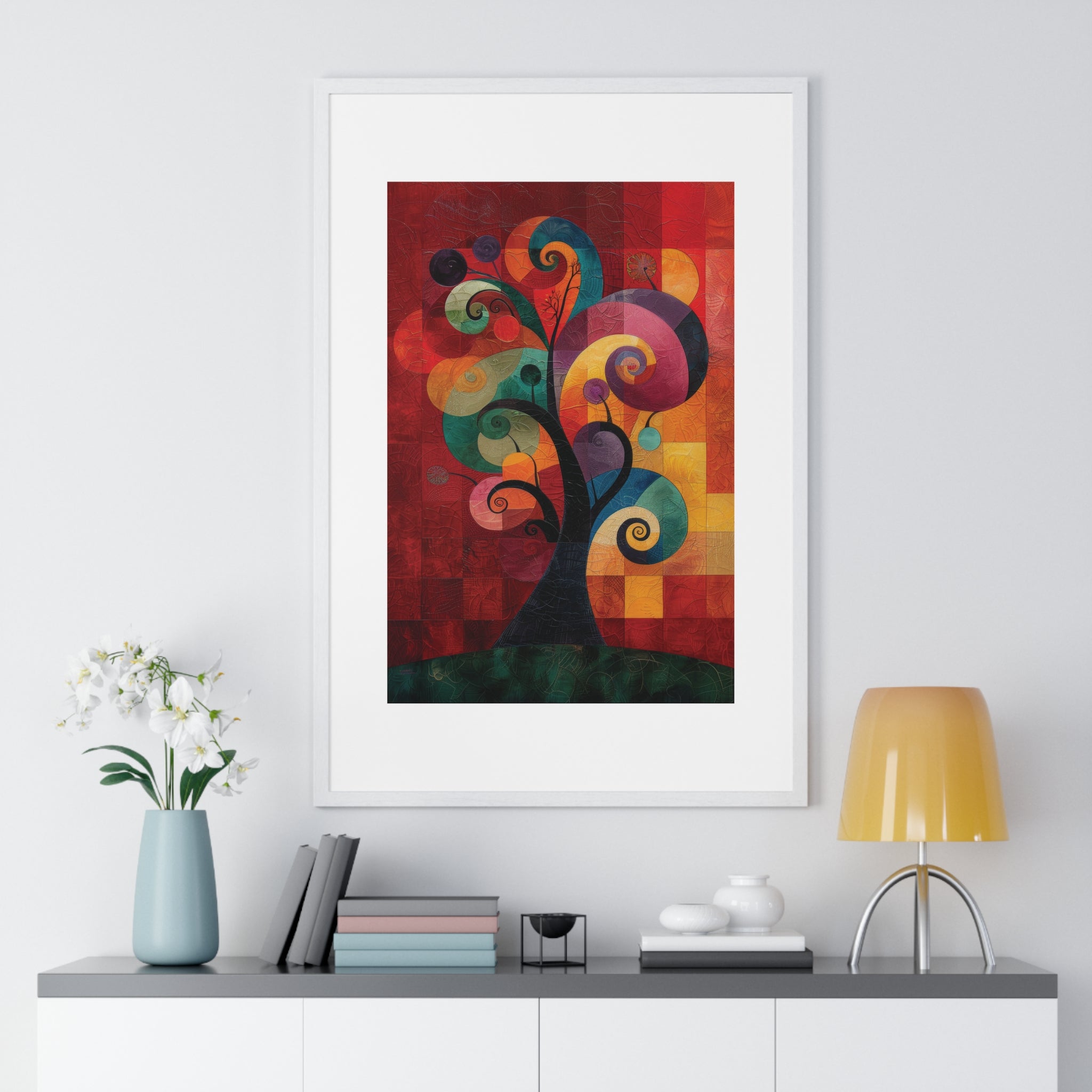 The Spiral Tree Tapestry - Vertical Framed Poster