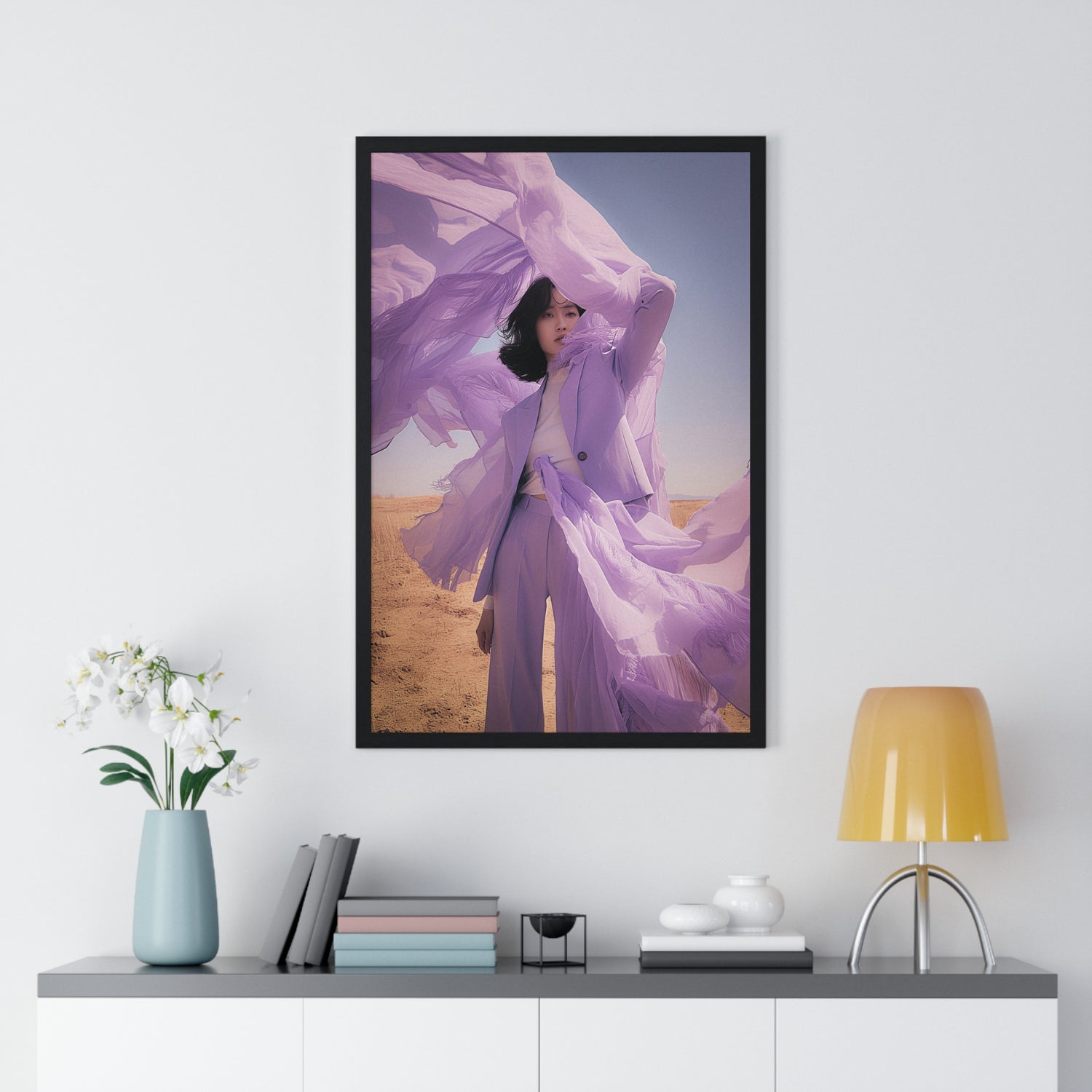 Purple Fashion Lady 1 - Vertical Framed Poster