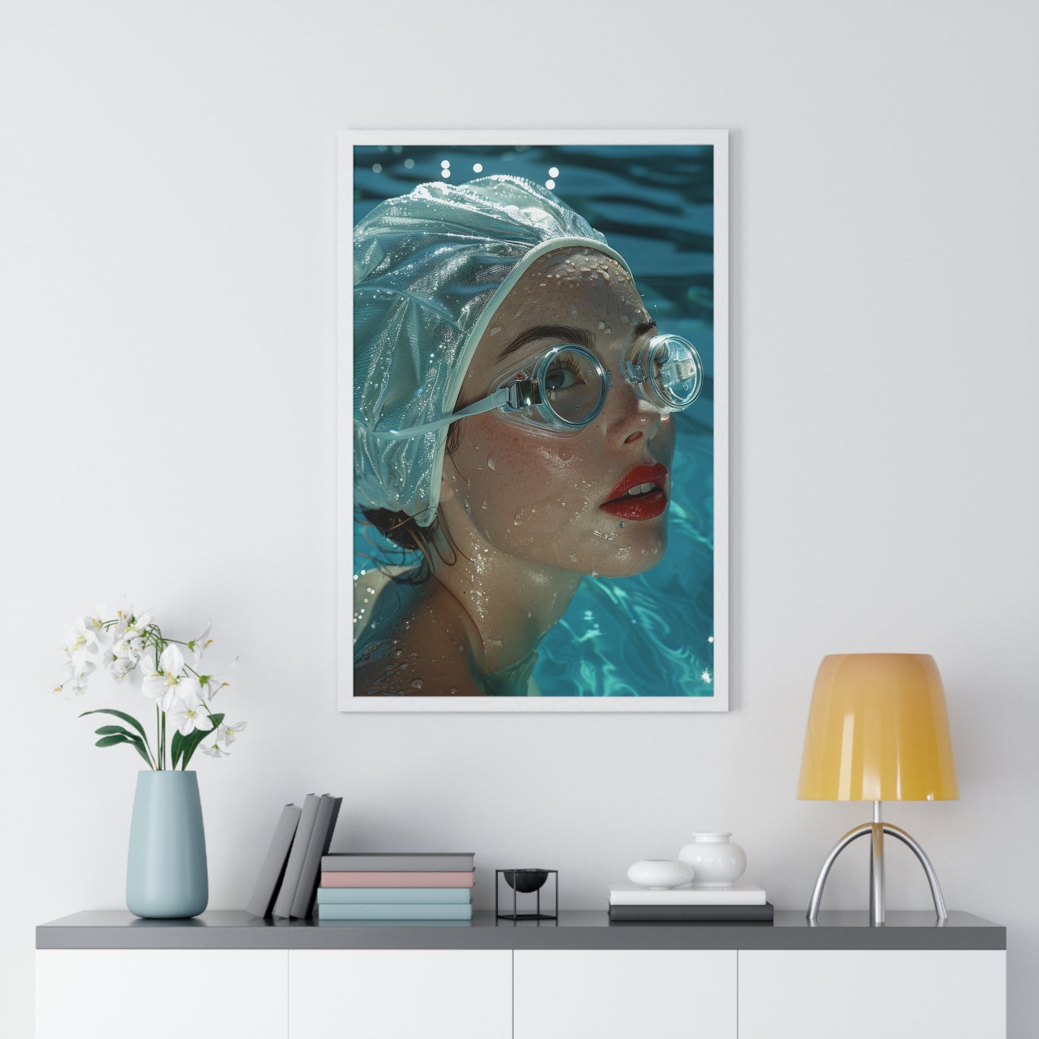 Dive lady 5 - Vertical Framed Poster